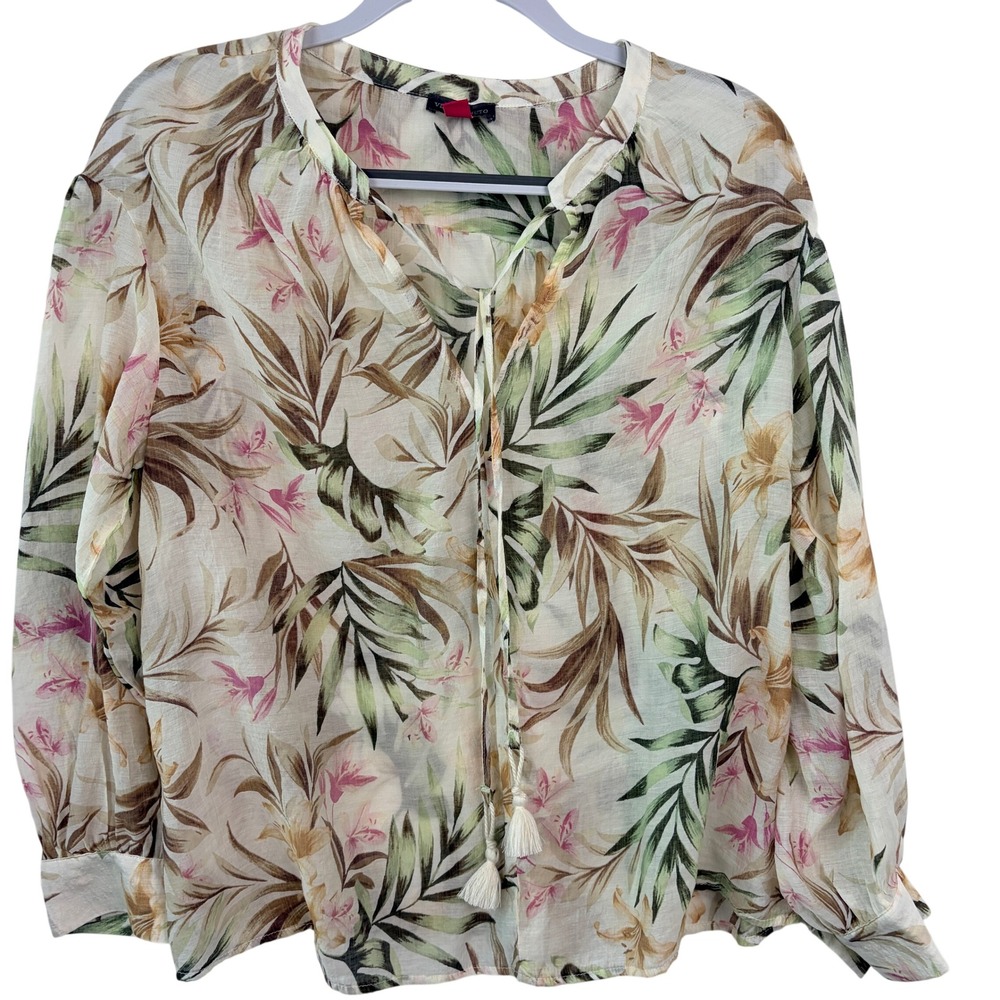 Vince Camuto Tropical Floral Blouse Medium Multicolor